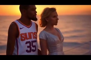 极为炸裂！网友用AI制作杜兰特&斯嘉丽爱情故事，结果惨遭追梦夺爱